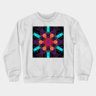 Mosaic Kaleidoscope Flower Red Orange and Purple Crewneck Sweatshirt